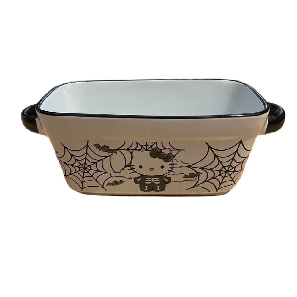 Hello Kitty Halloween Baking Dish Candy Bowl Skeleton NEW Black Gray